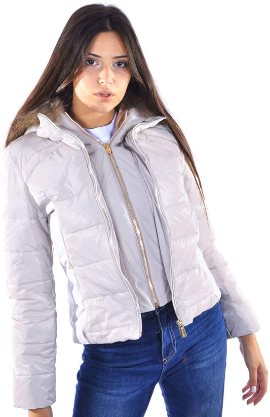 Chic Quilted Down Jacket with Faux Fur Hood