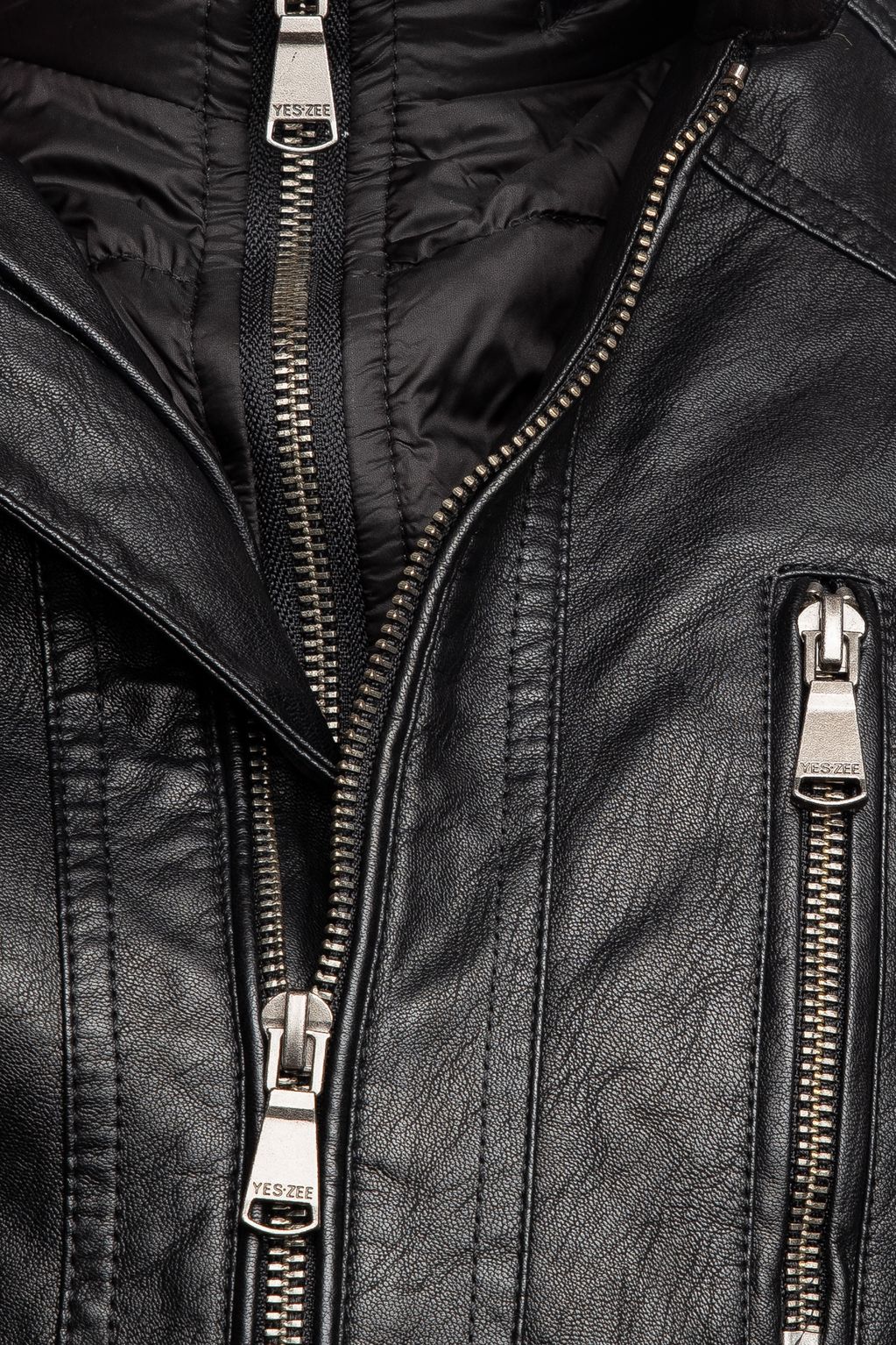 Sleek Black Faux Leather Men's Jacket