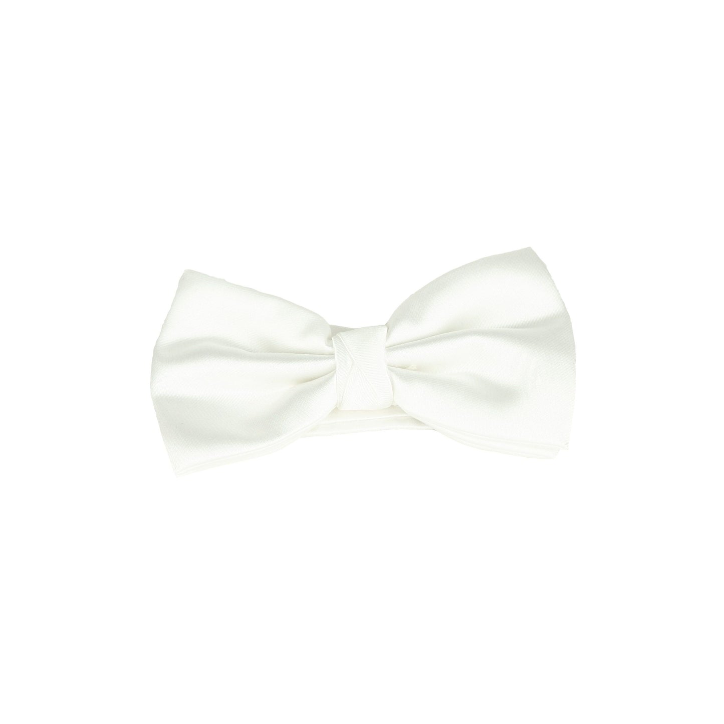 Classic White Silk Bow Tie with Metal Hook