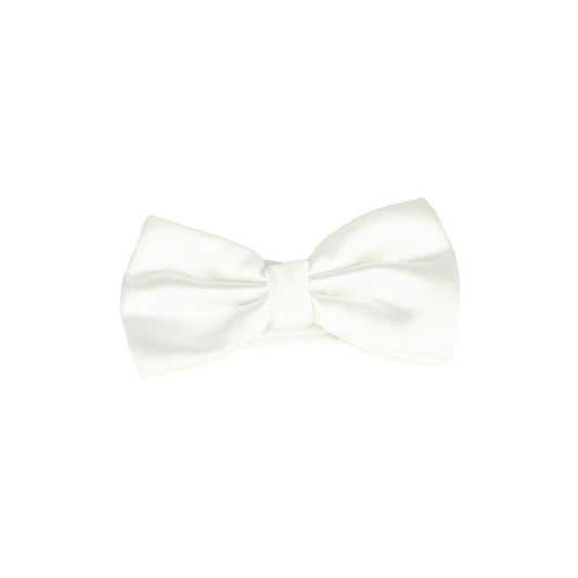 Classic White Silk Bow Tie with Metal Hook