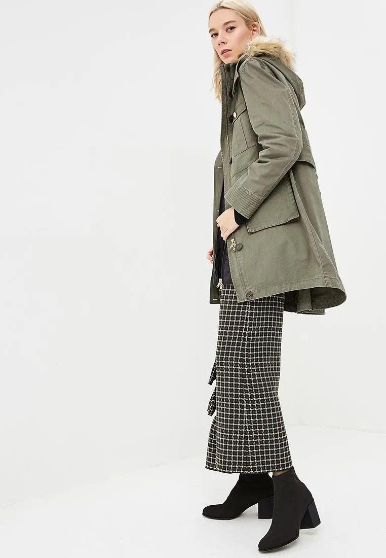 Chic Green Multipocket Women's Windbreaker