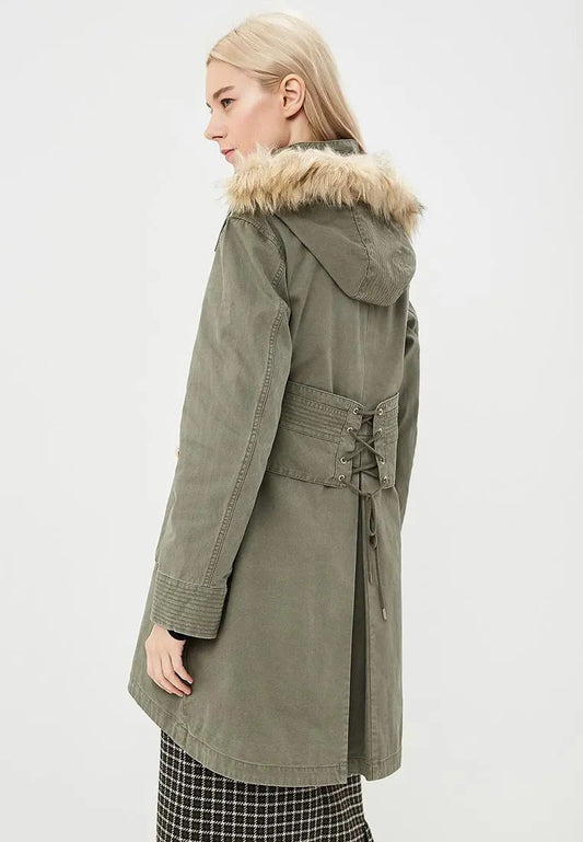 Chic Green Multipocket Women's Windbreaker