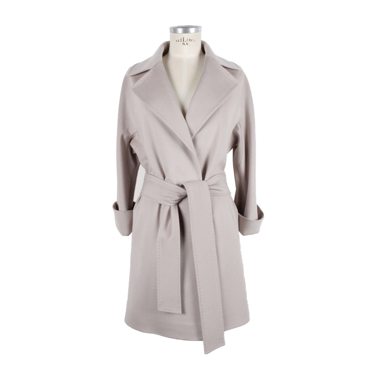 Elegant Beige Virgin Wool Coat