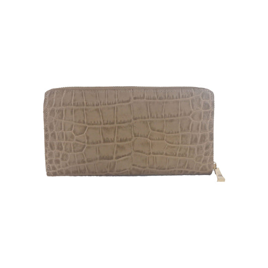 Safari Elegance Long Zip Wallet in White/Khaki