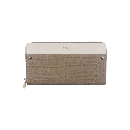 Safari Elegance Long Zip Wallet in White/Khaki