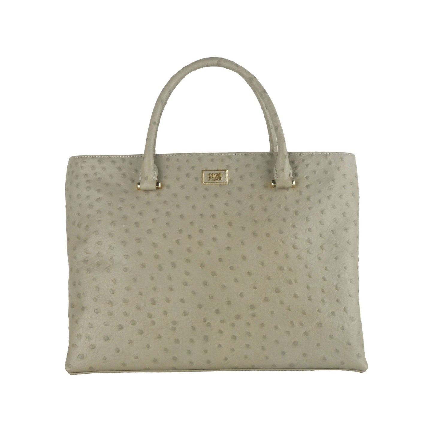 Elegant Grey Vitello Leather Handbag