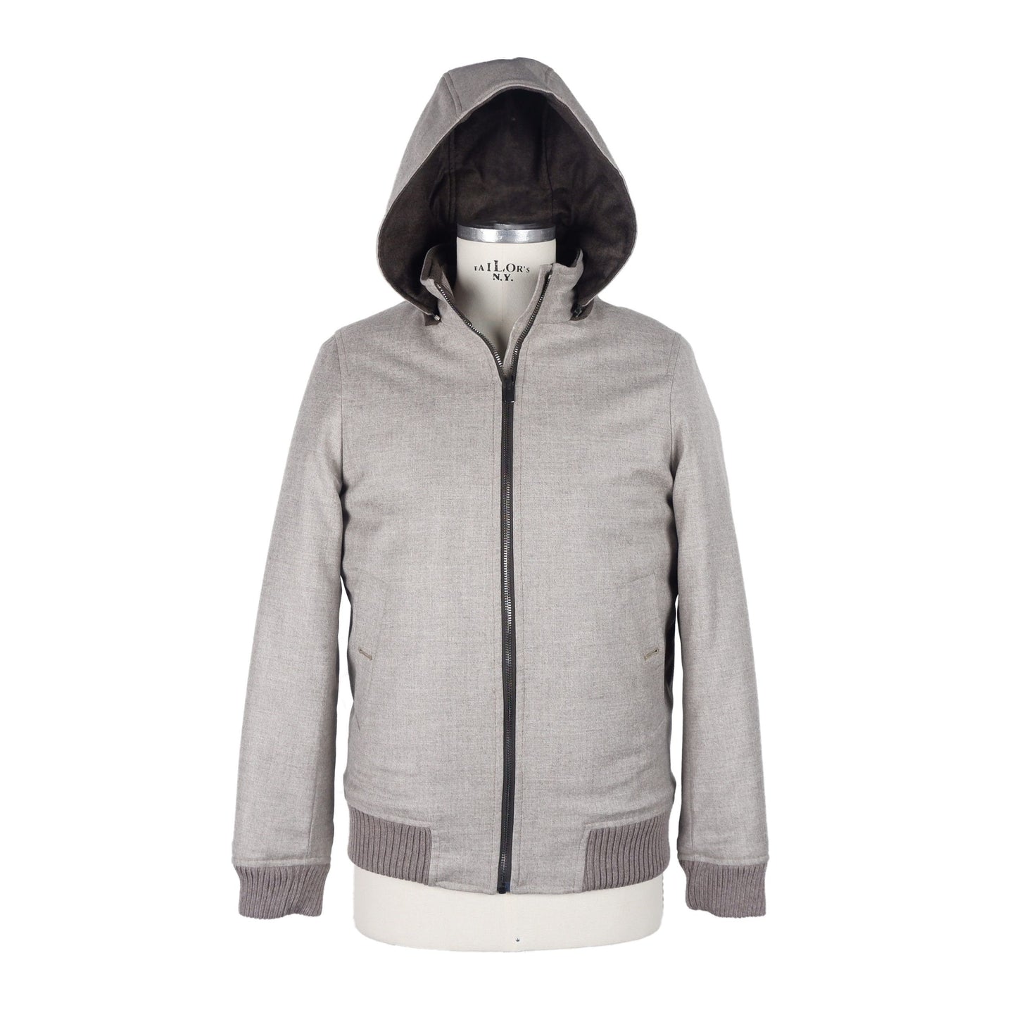 Elegant Beige Padded Wool-Cashmere Jacket