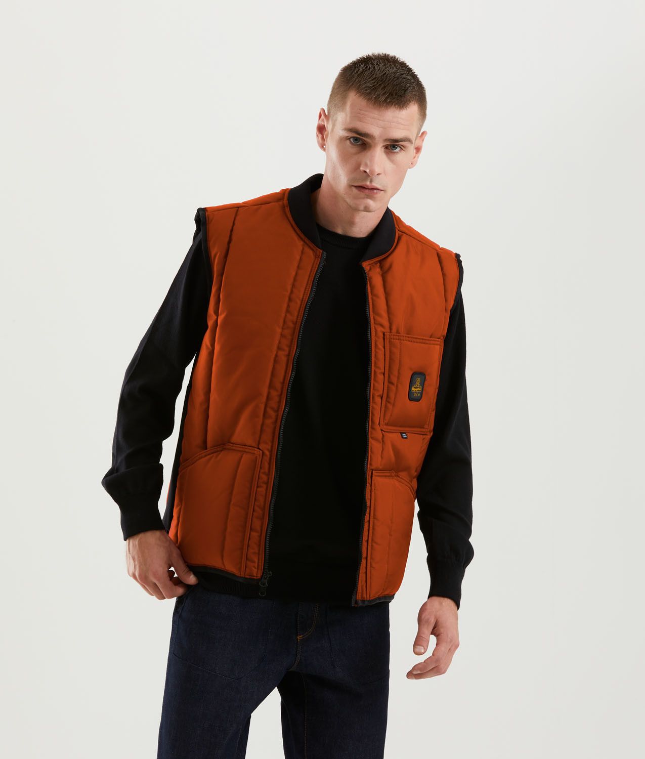 Vintage-Inspired High-Tech Orange Gilet