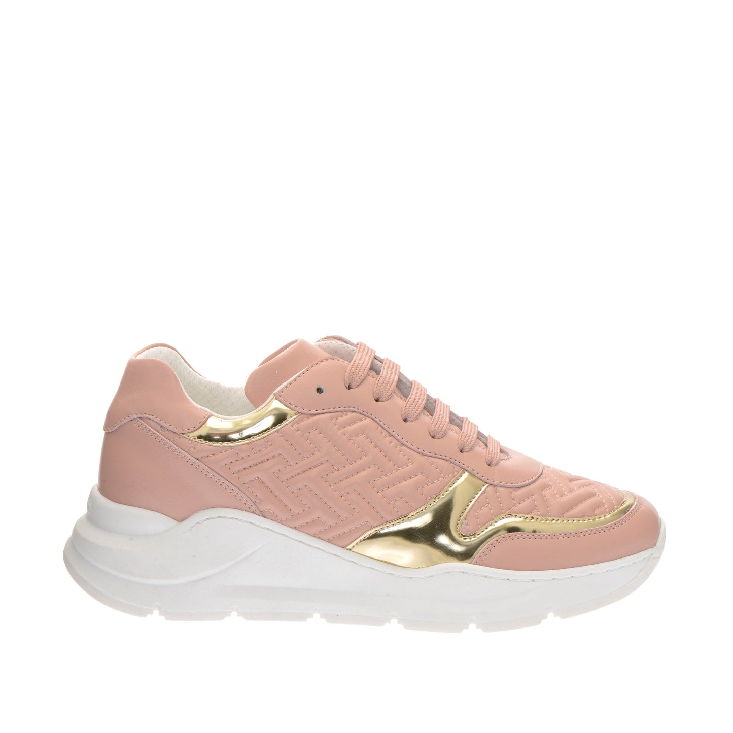 Elegant Calfskin Women's Sneakers with Gold Accents