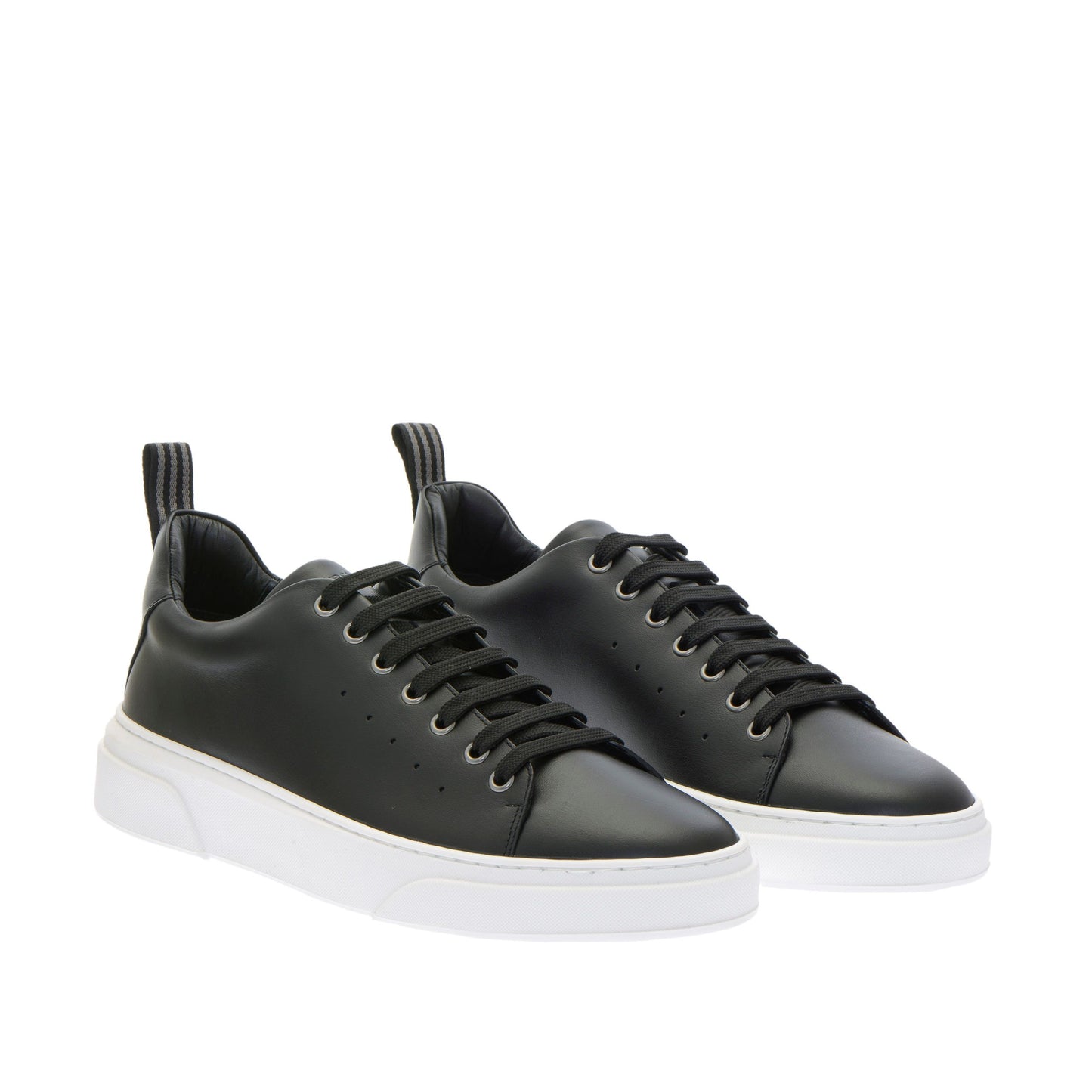 Elegant Black Calfskin Men's Sneakers