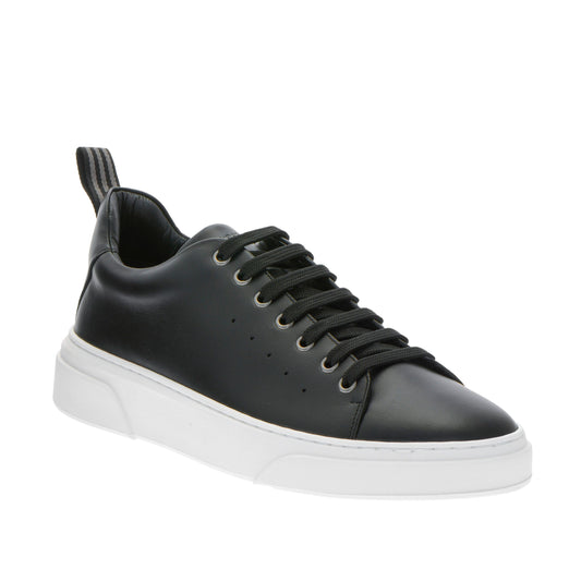 Elegant Black Calfskin Men's Sneakers