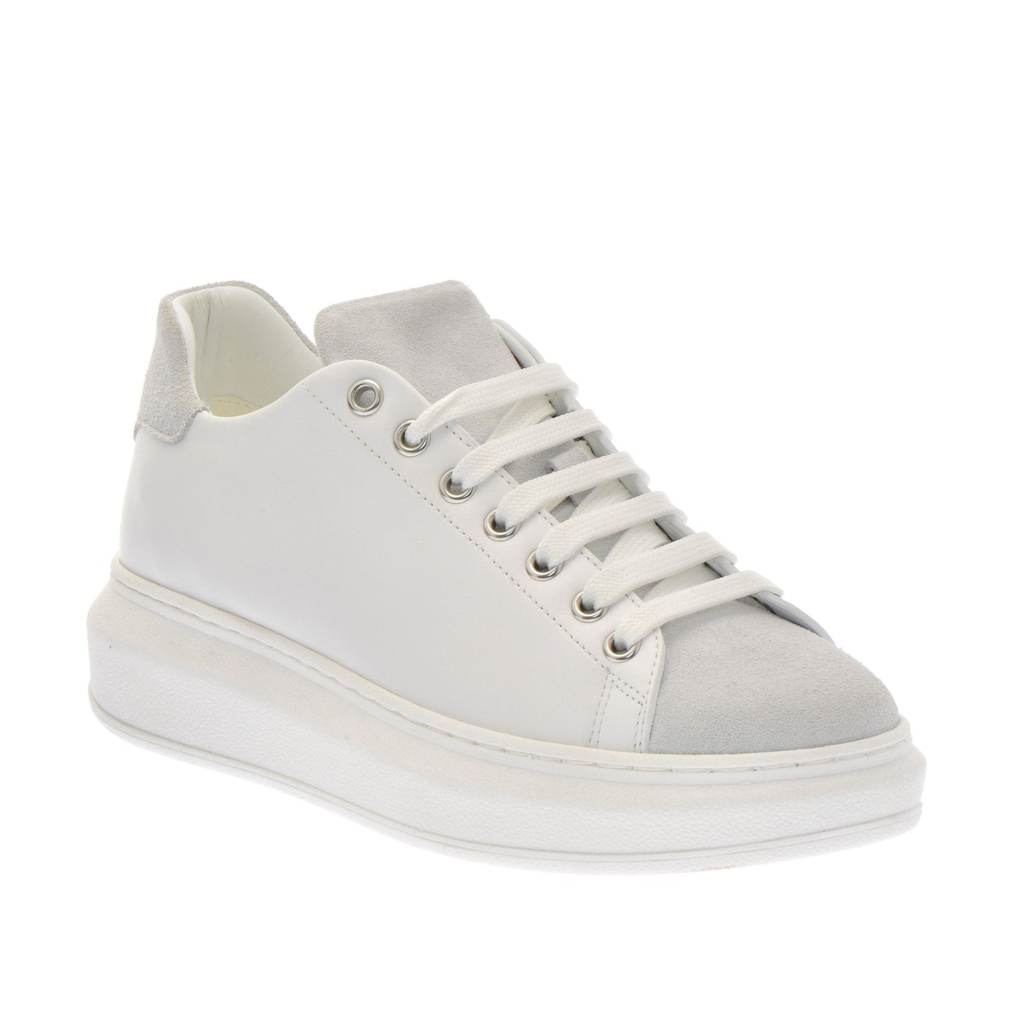 Chic Leather-Trimmed White Sneakers