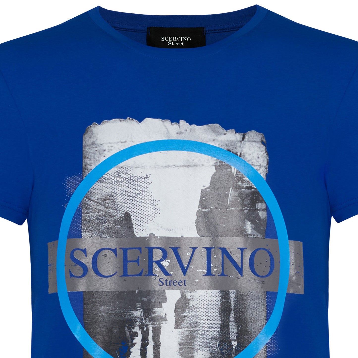 Electric Blue Logo Cotton T-Shirt