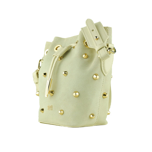 Elegant Grey Leather-Effect Bucket Bag