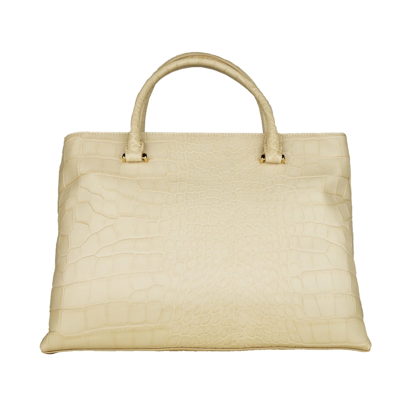 Elegant Cream Snakeskin Texture Handbag