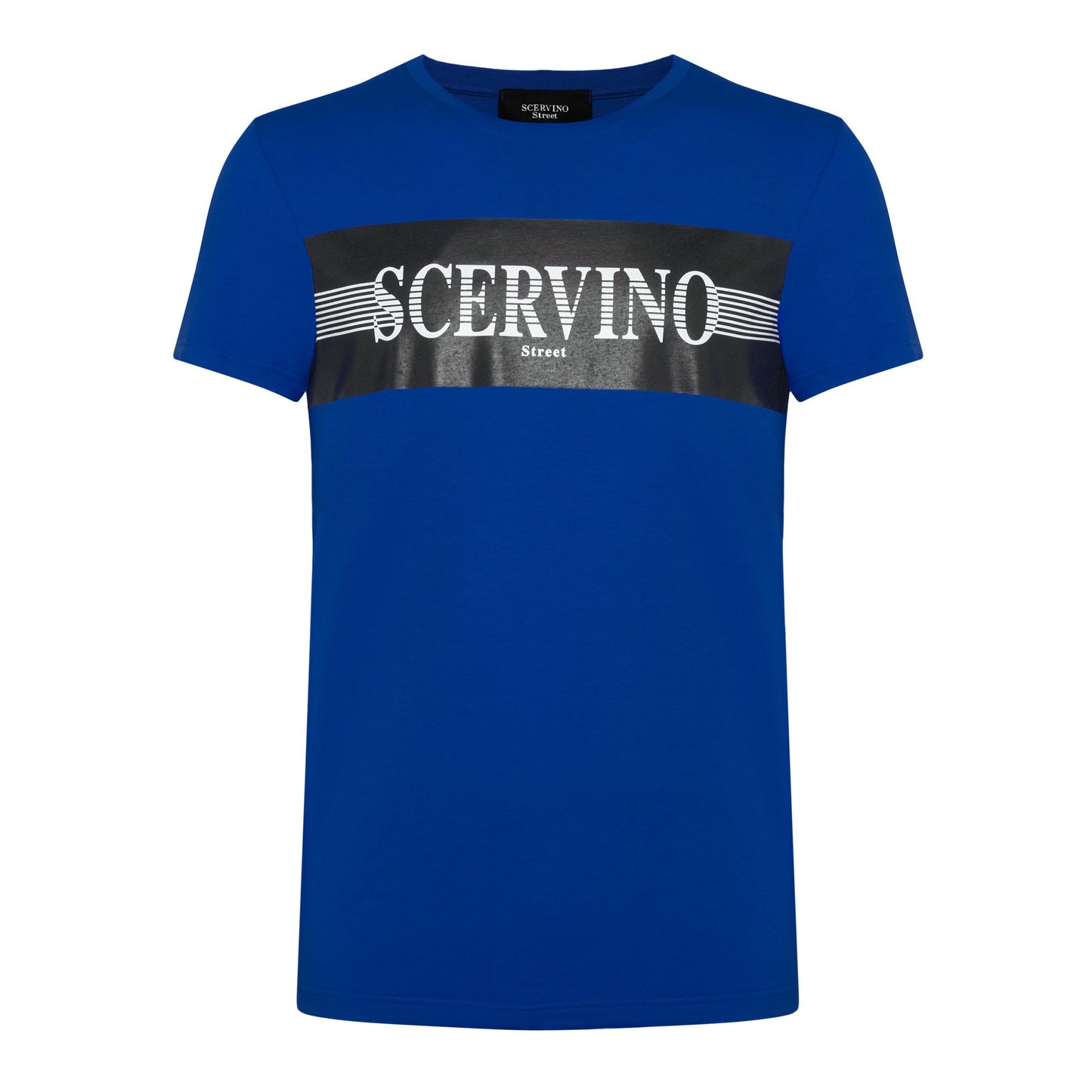 Elegant Blue Cotton Tee with Logo Print