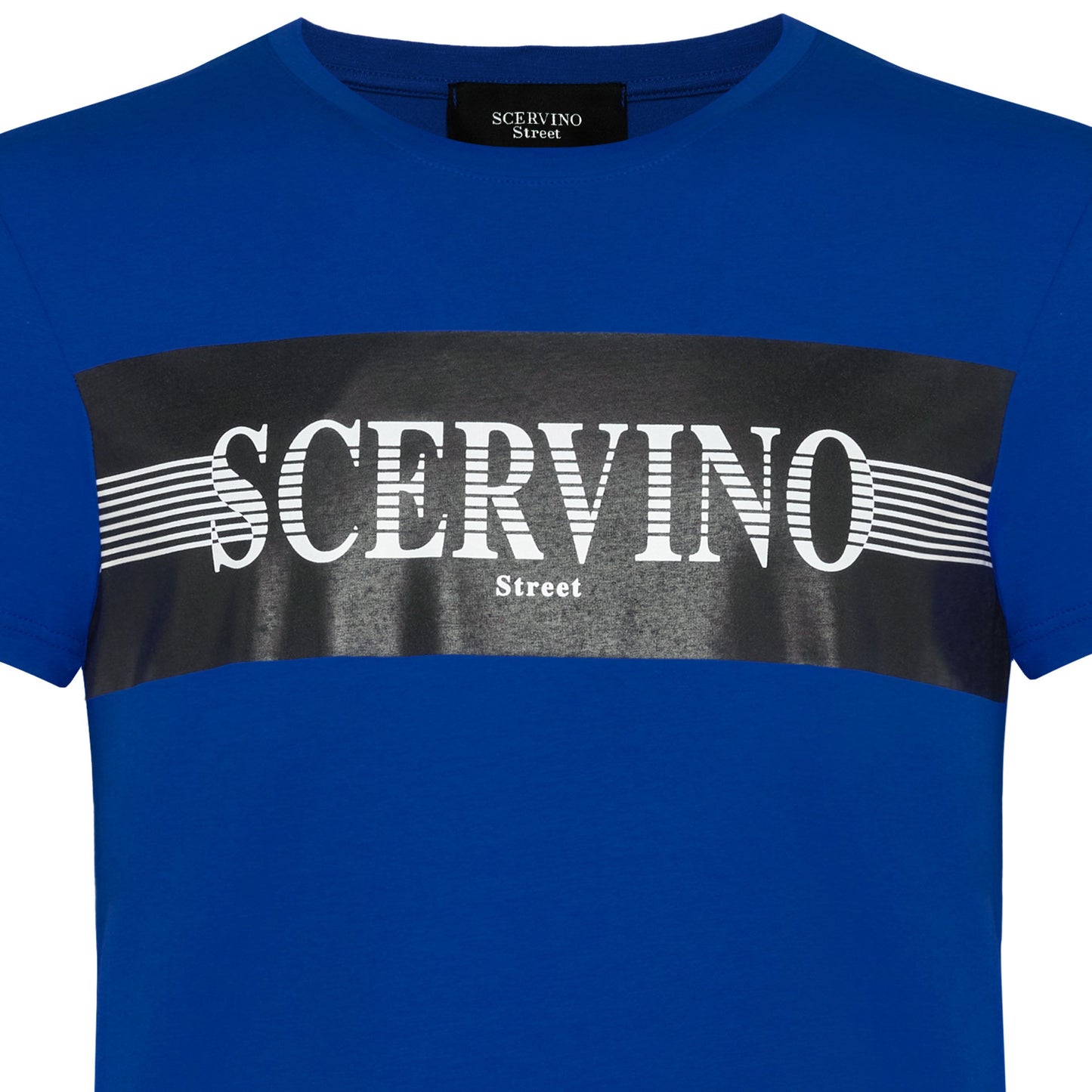Elegant Blue Cotton Tee with Logo Print