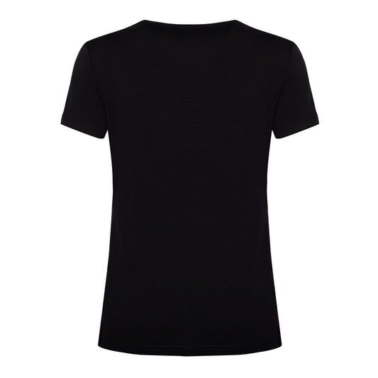 Elegant Black Cotton Tee with Strass Logo