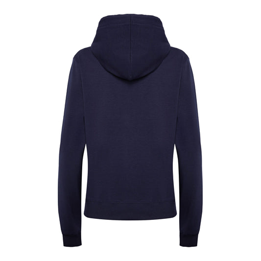 Elegant Blue Hooded Sweatshirt with Strass Logo