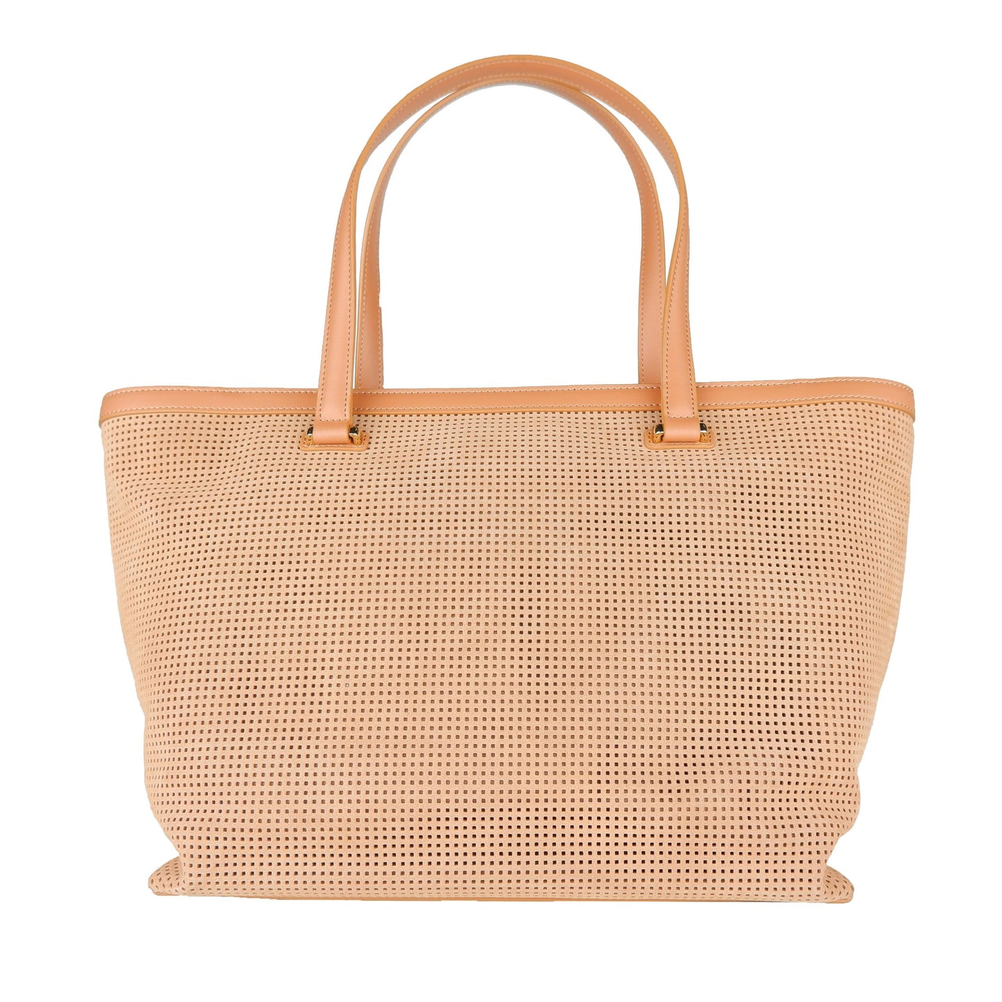 Chic Perforated Light Brown Leather Handbag