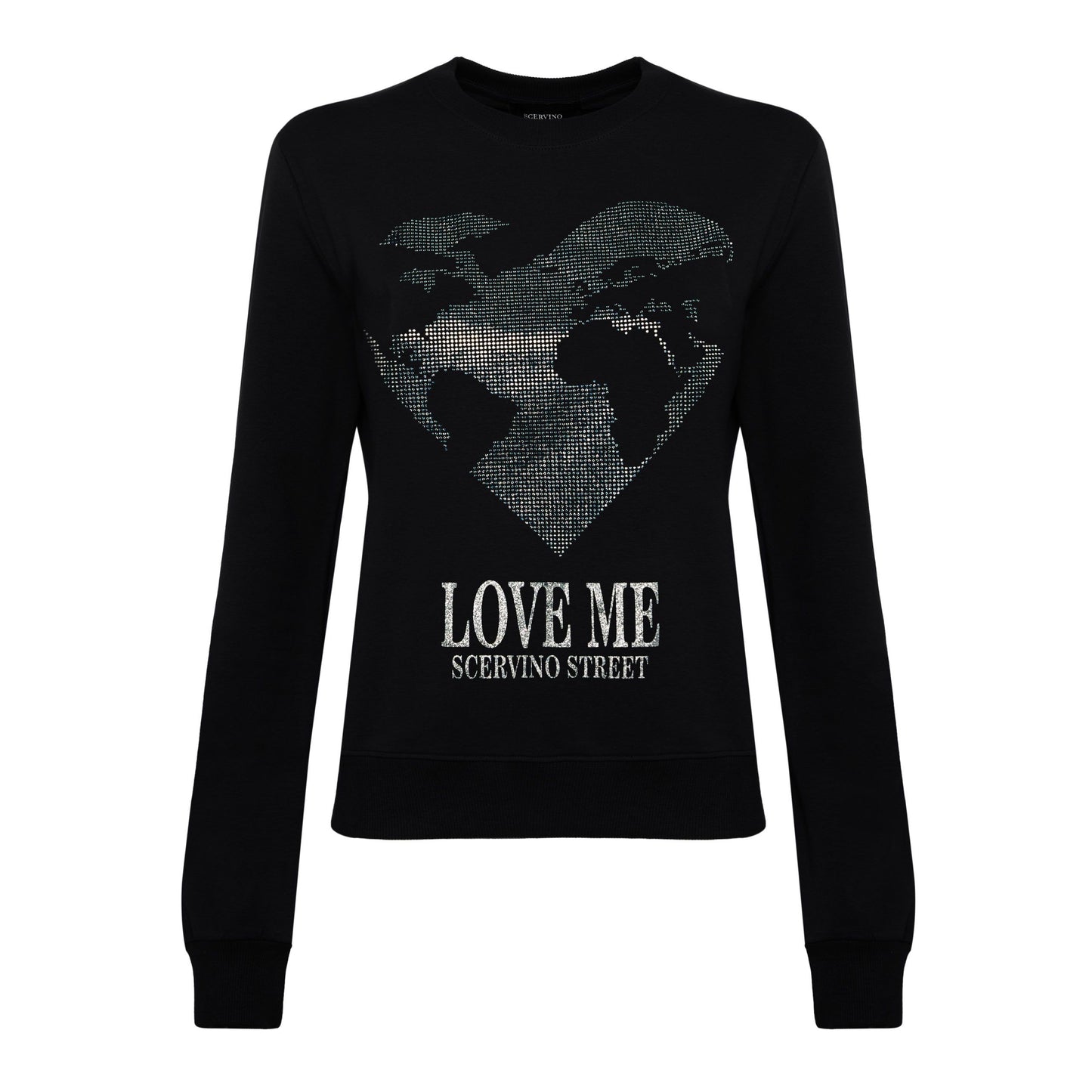 Elegant Strass Logo Cotton Sweatshirt