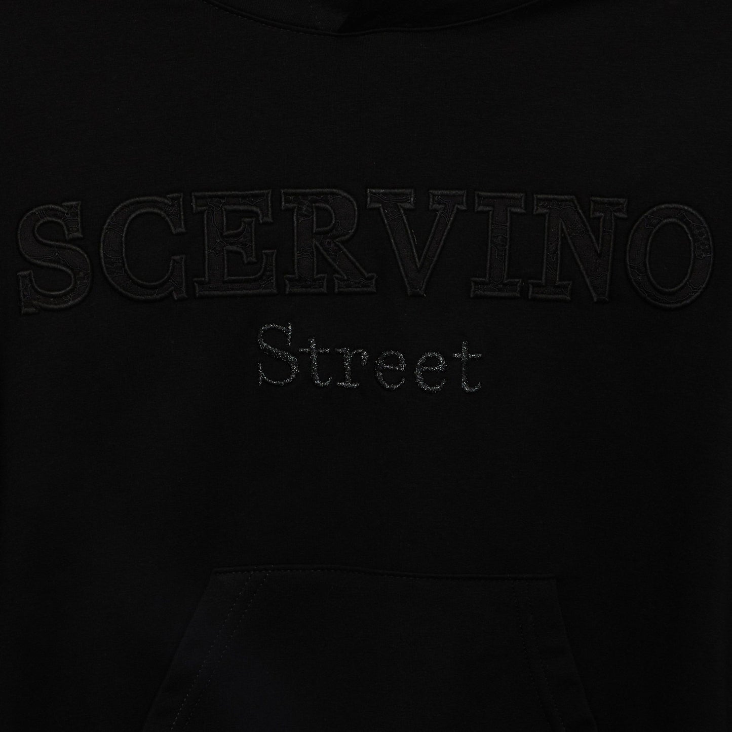 Chic Black Hooded Sweatshirt with Embossed Logo