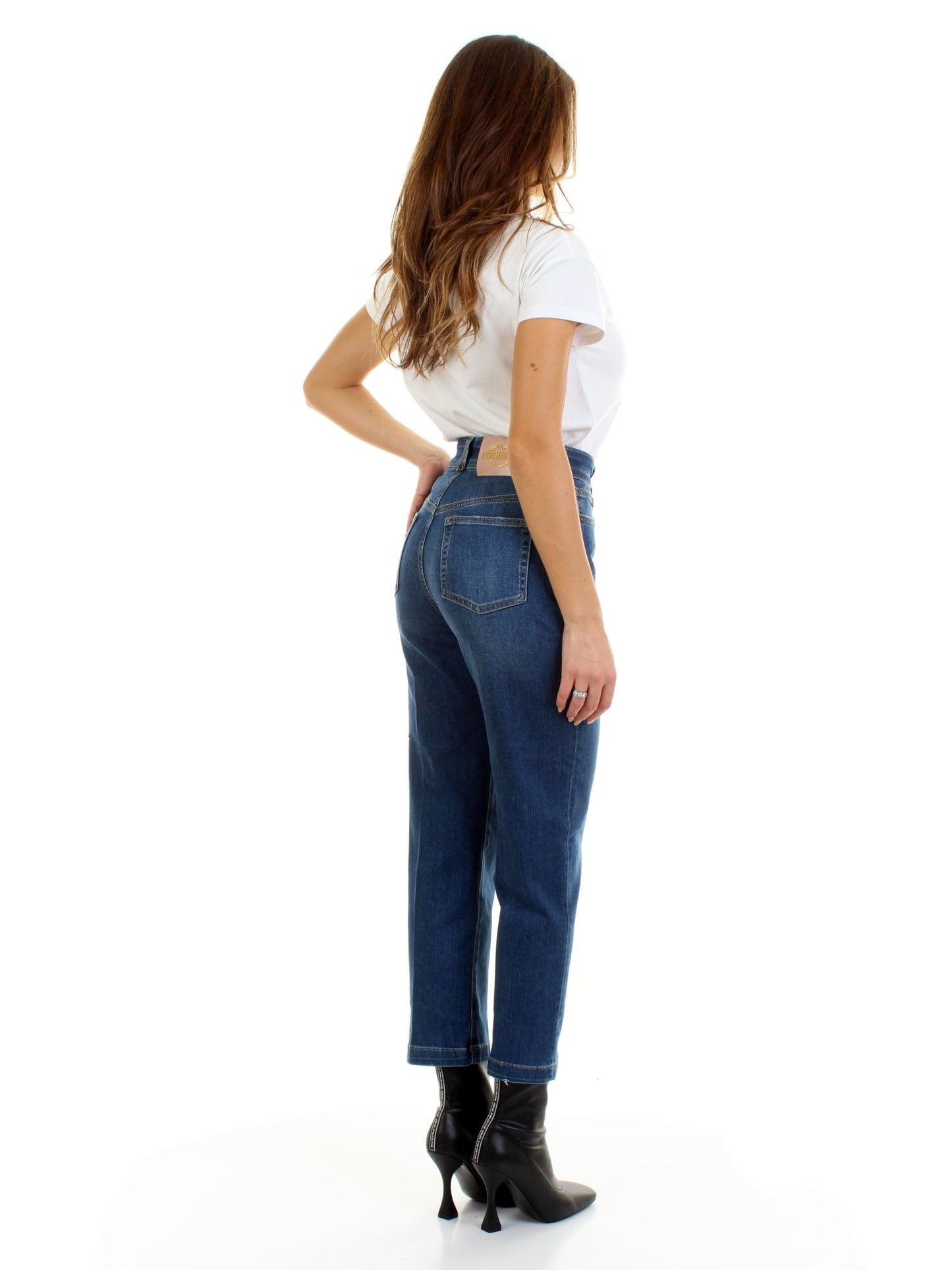 Chic Blue Denim with Signature White Patch