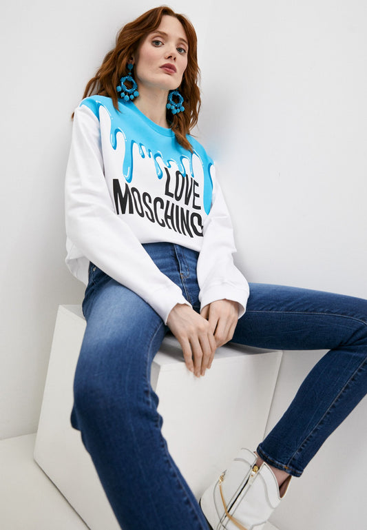 Chic Light Blue Round-Neck Sweatshirt