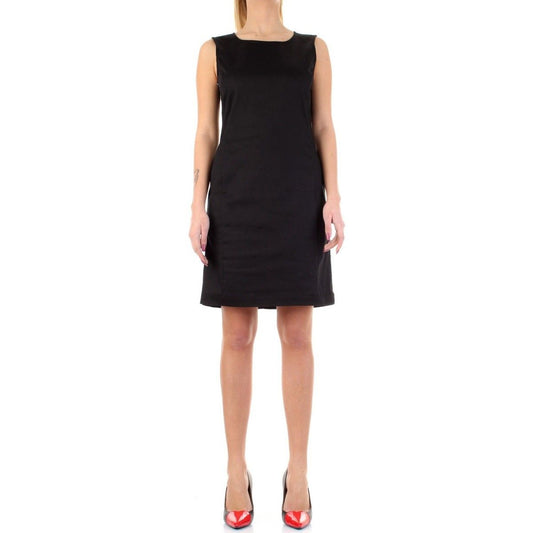 Sleek Black Sheath Dress with Logo Detail