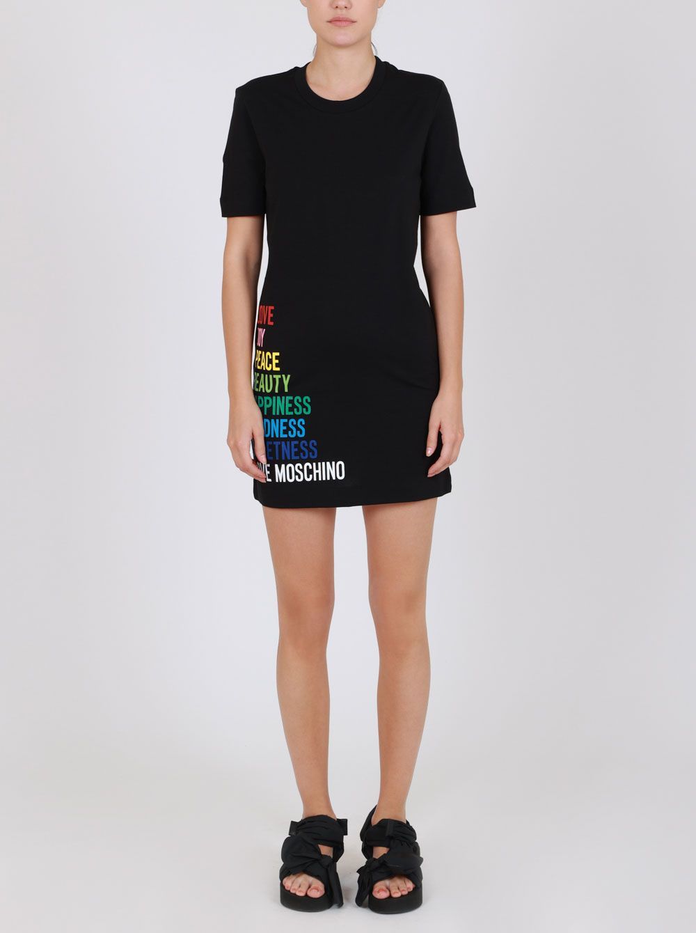 Elegant Black Cotton Dress with Logo Detail