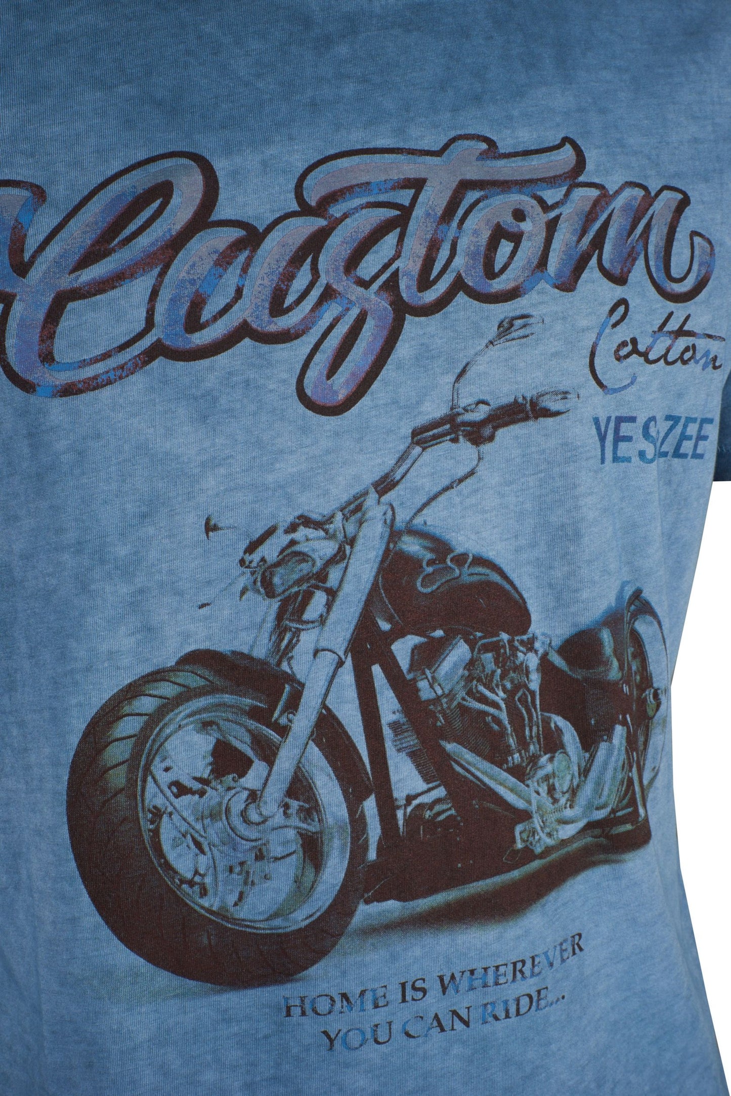 Chic Blue Cotton Tee with Signature Design