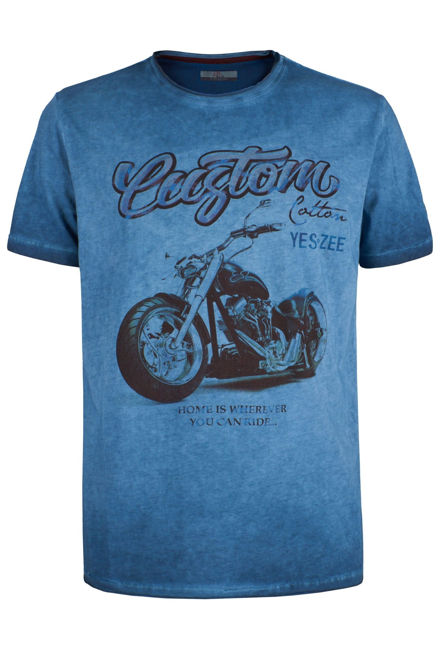 Chic Blue Cotton Tee with Signature Design