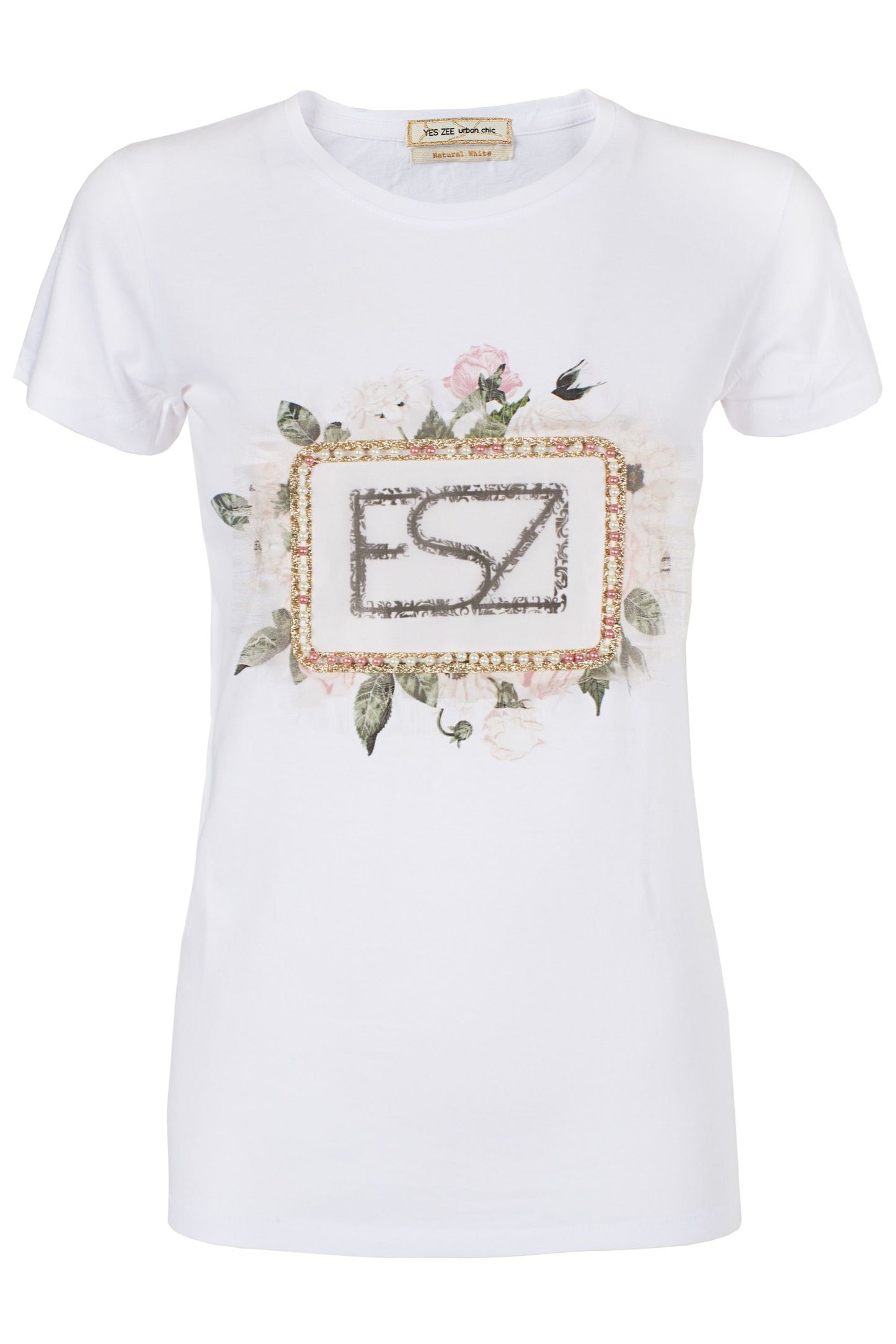 Chic White Cotton Tee with Signature Design