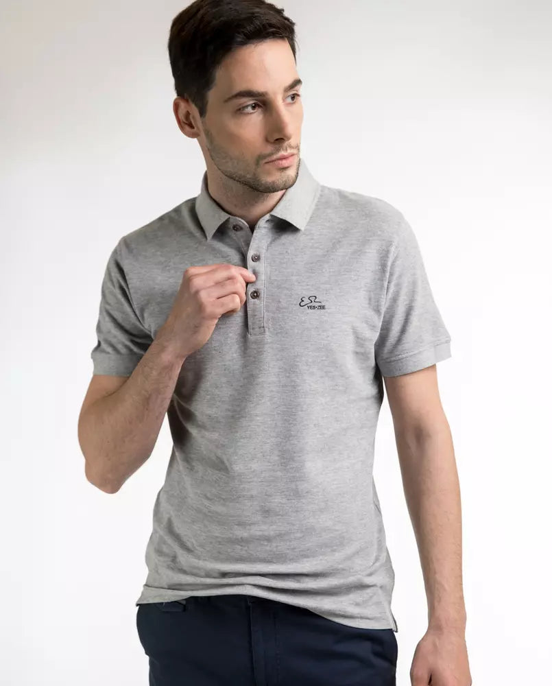 Sophisticated Gray Cotton Polo for Men