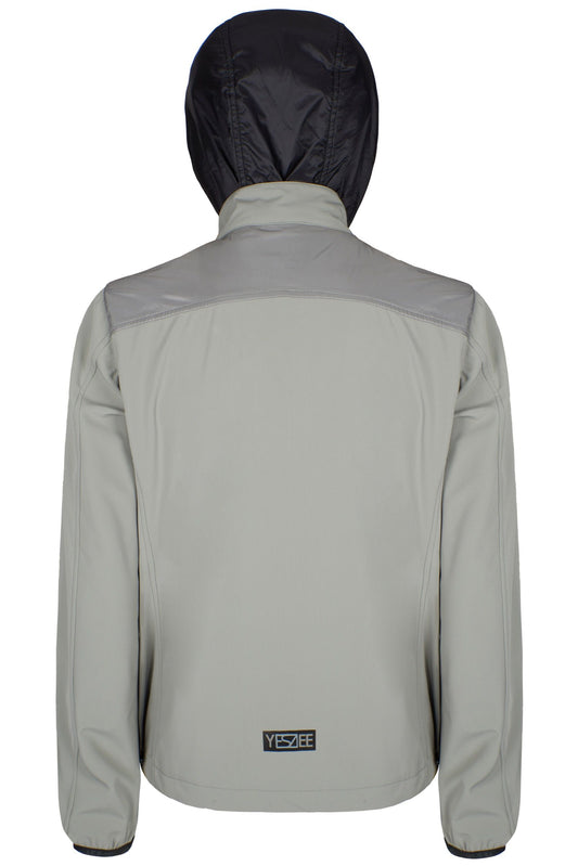 Chic Gray Hooded Jacket with Ample Pockets