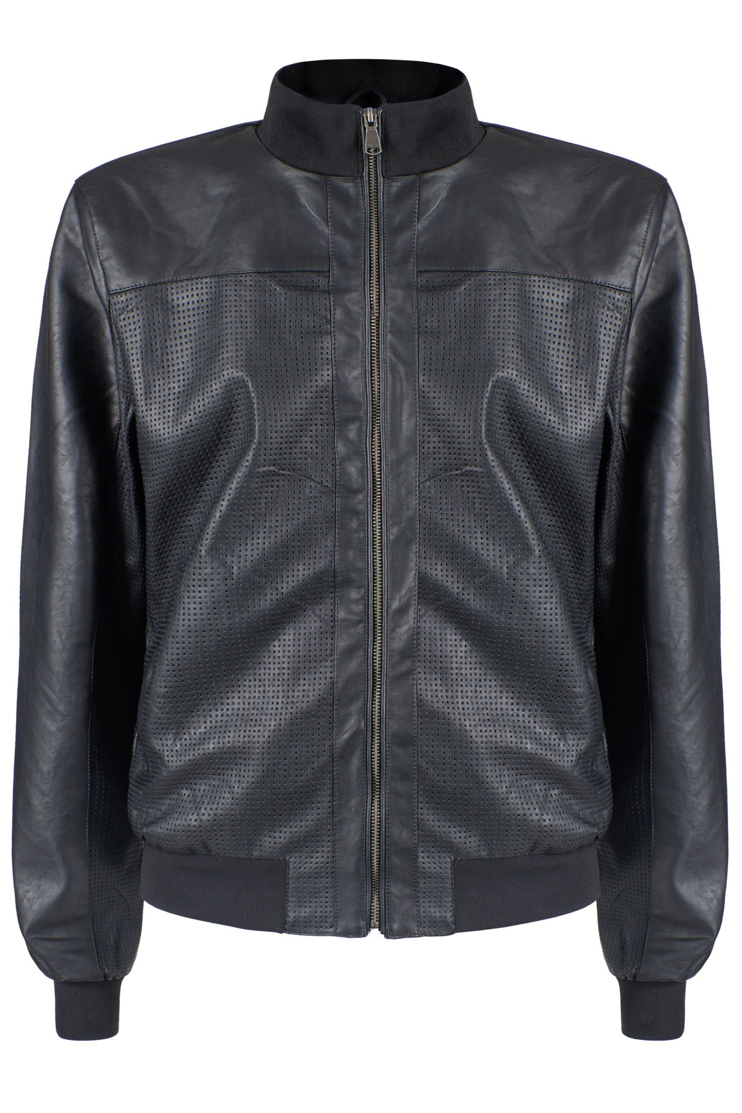 Chic Black Faux Leather Men's Jacket