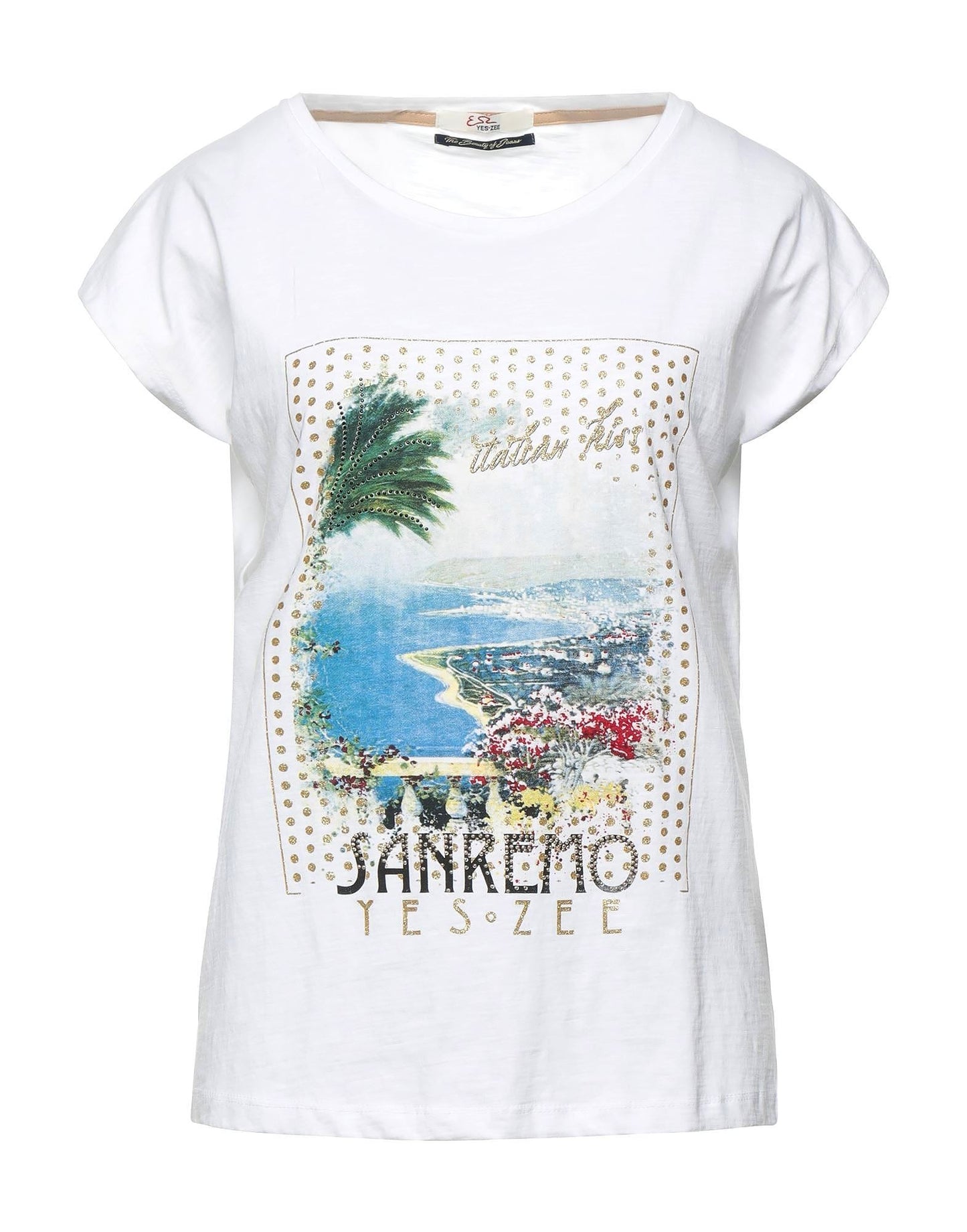 Chic White Cotton Tee with Designer Touch