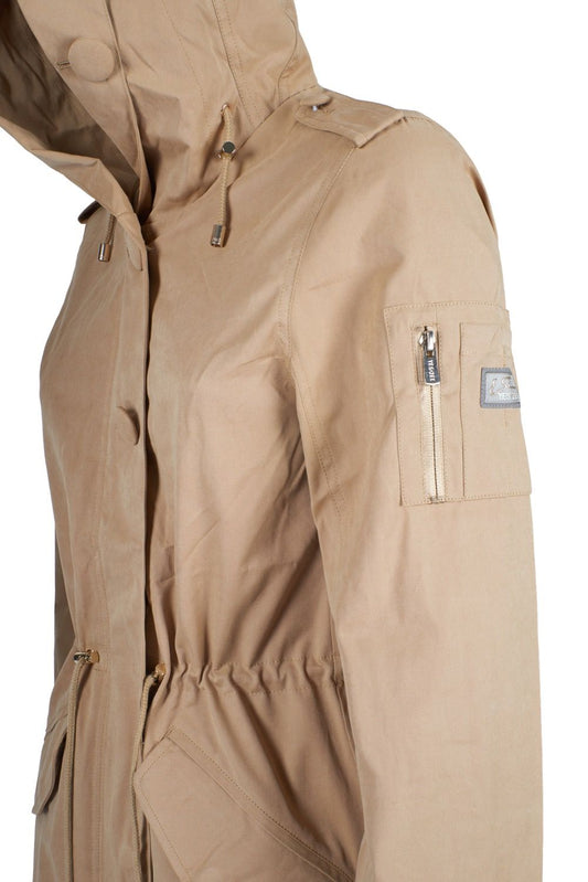 Chic Beige Cotton-Blend Trench Coat