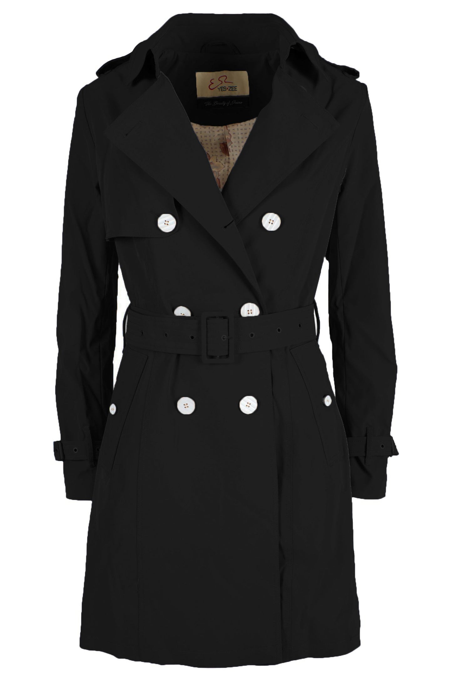 Elegant Black Polyester Coat