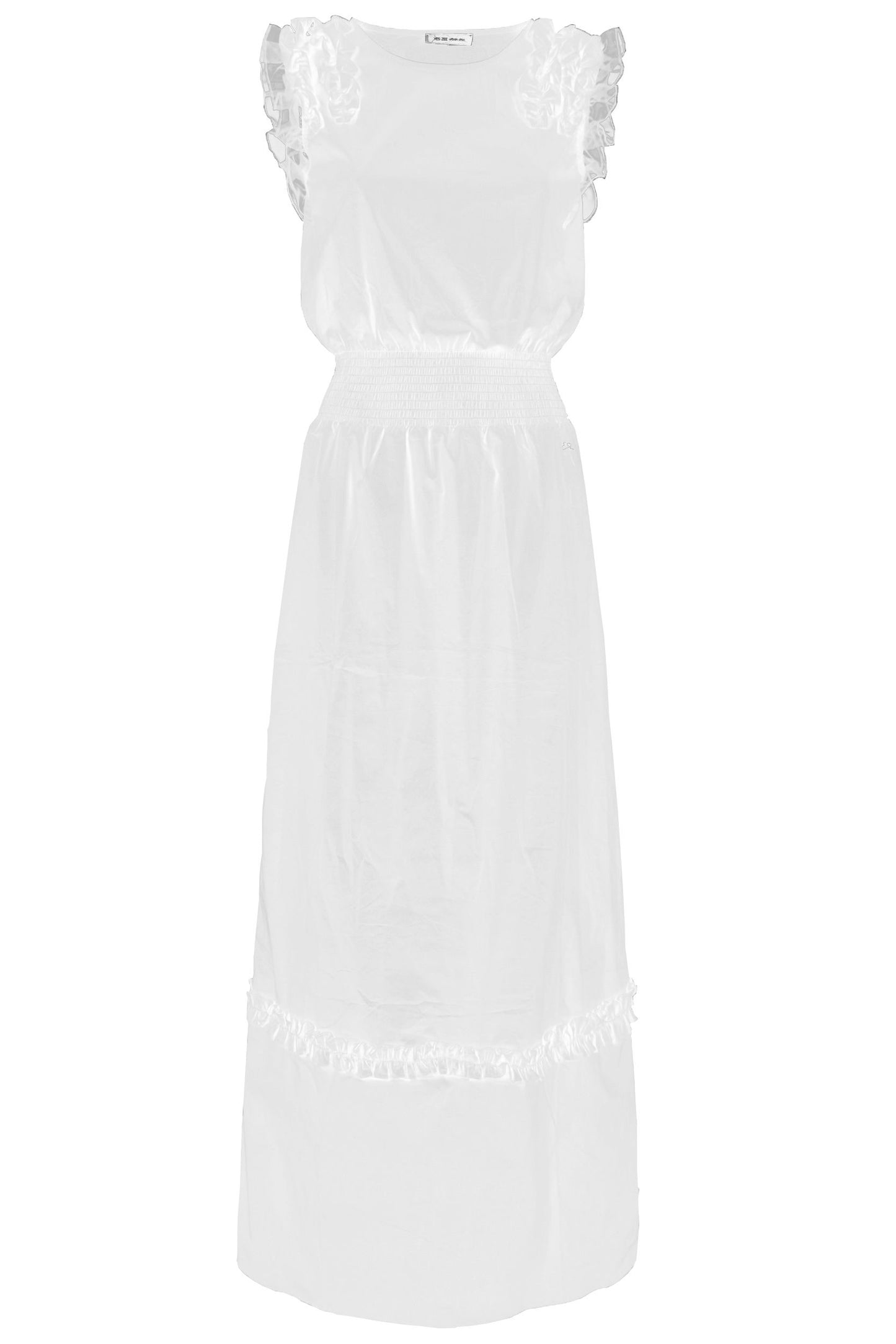 Elegant Sleeveless White Dress with Rouges