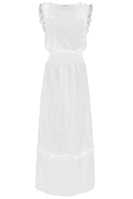 Elegant Sleeveless White Dress with Rouges