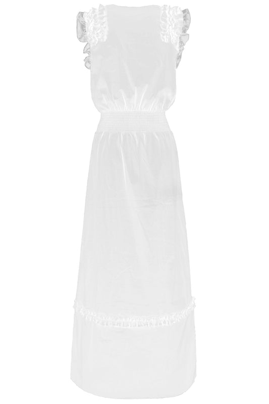 Elegant Sleeveless White Dress with Rouges