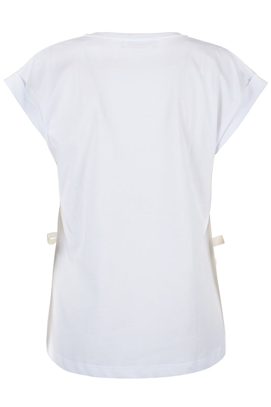 Chic White Cotton Tee with Signature Detail