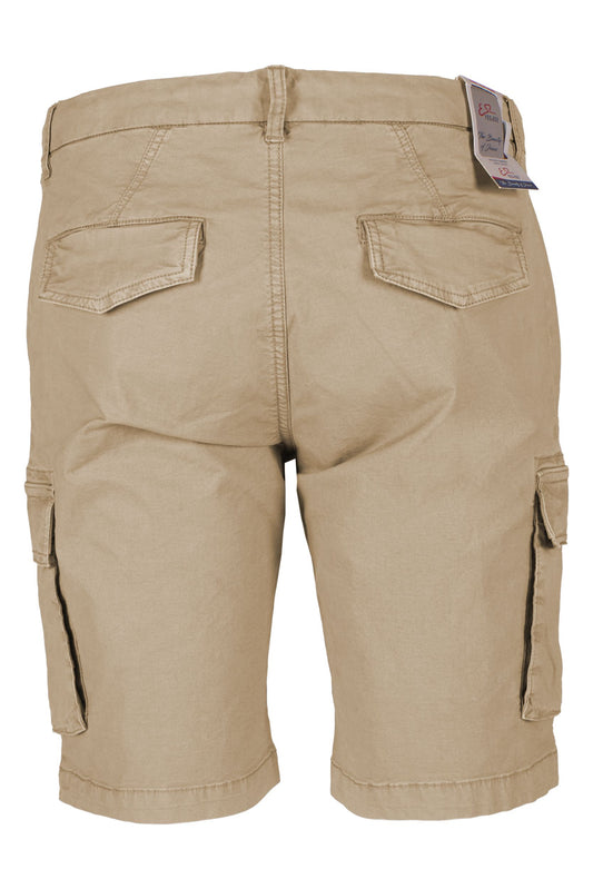 Beige Cargo Bermuda Shorts with Stretch Comfort