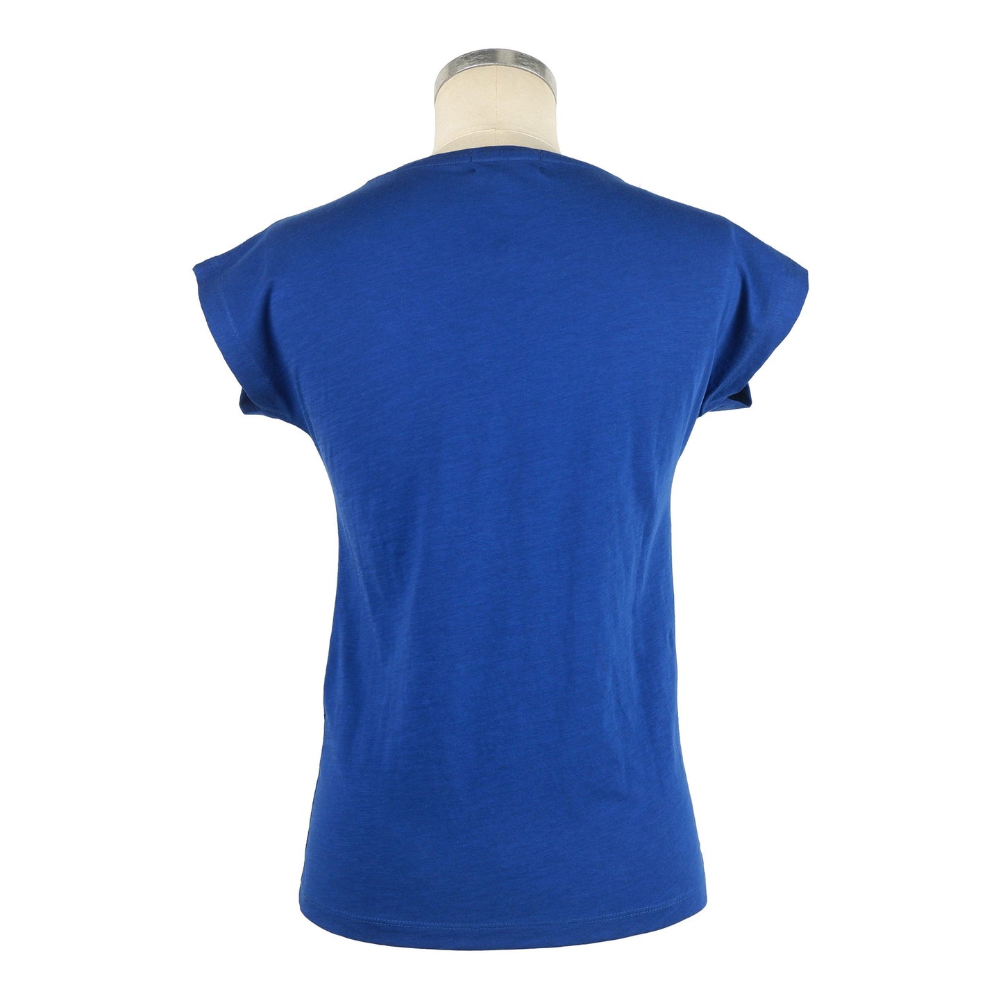 Chic Blue Cotton Tee with Front Design