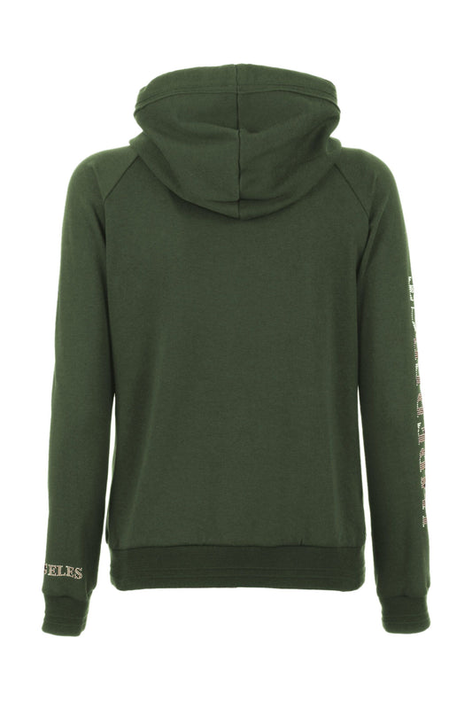 Chic Green Cotton Blend Zip Hoodie