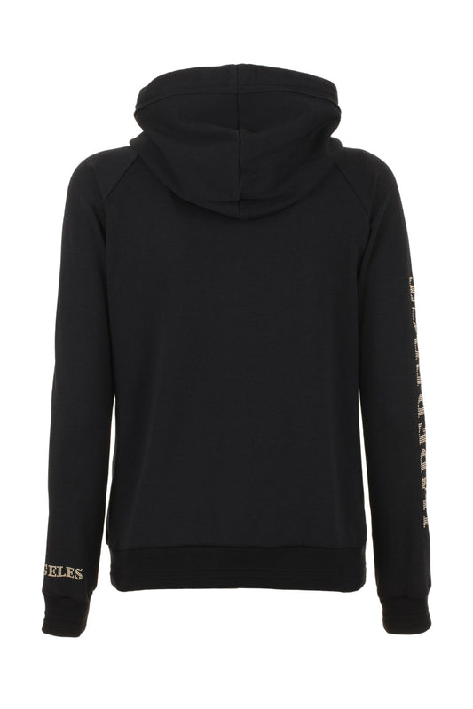 Chic Black Hooded Zip Sweatshirt
