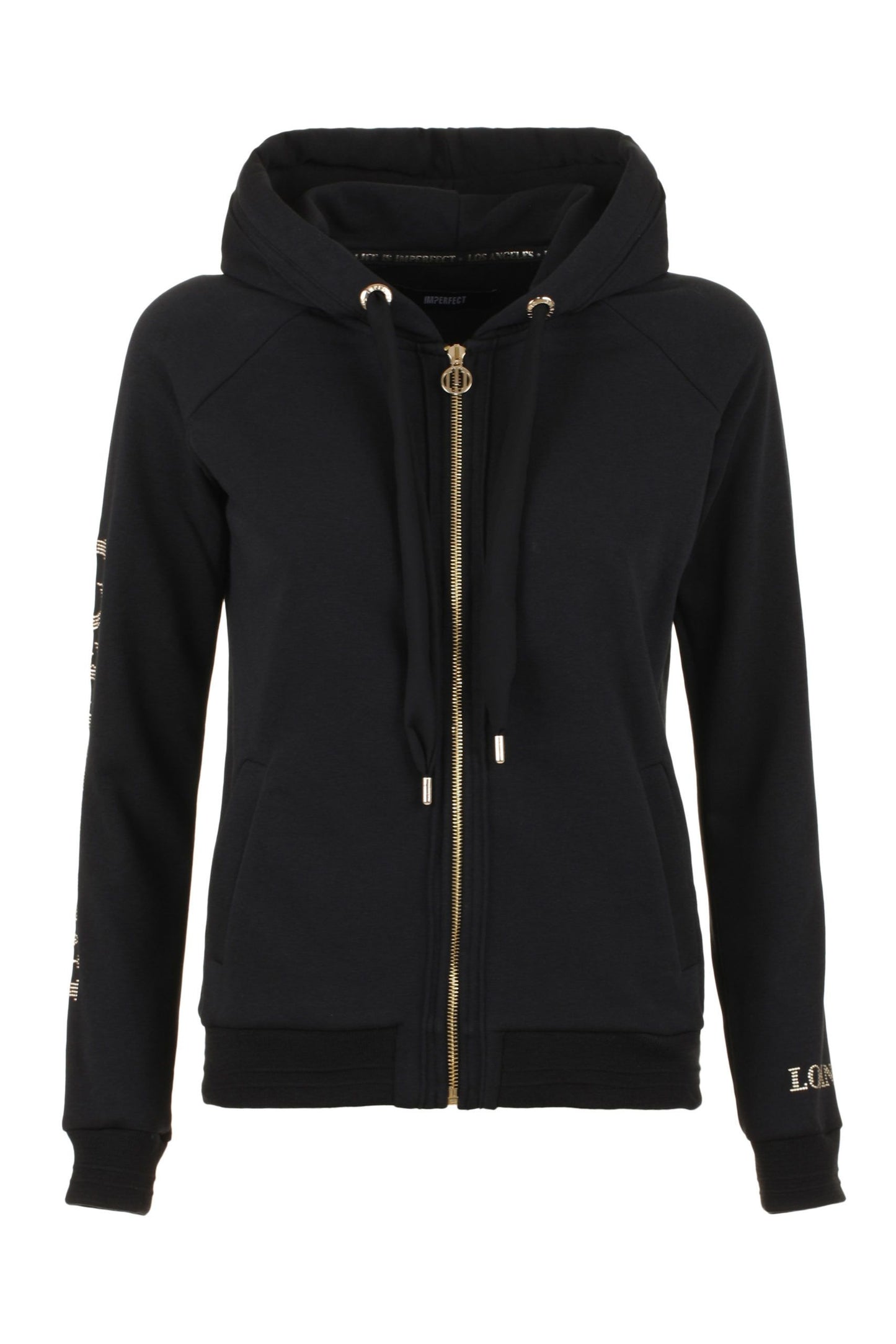Chic Black Hooded Zip Sweatshirt