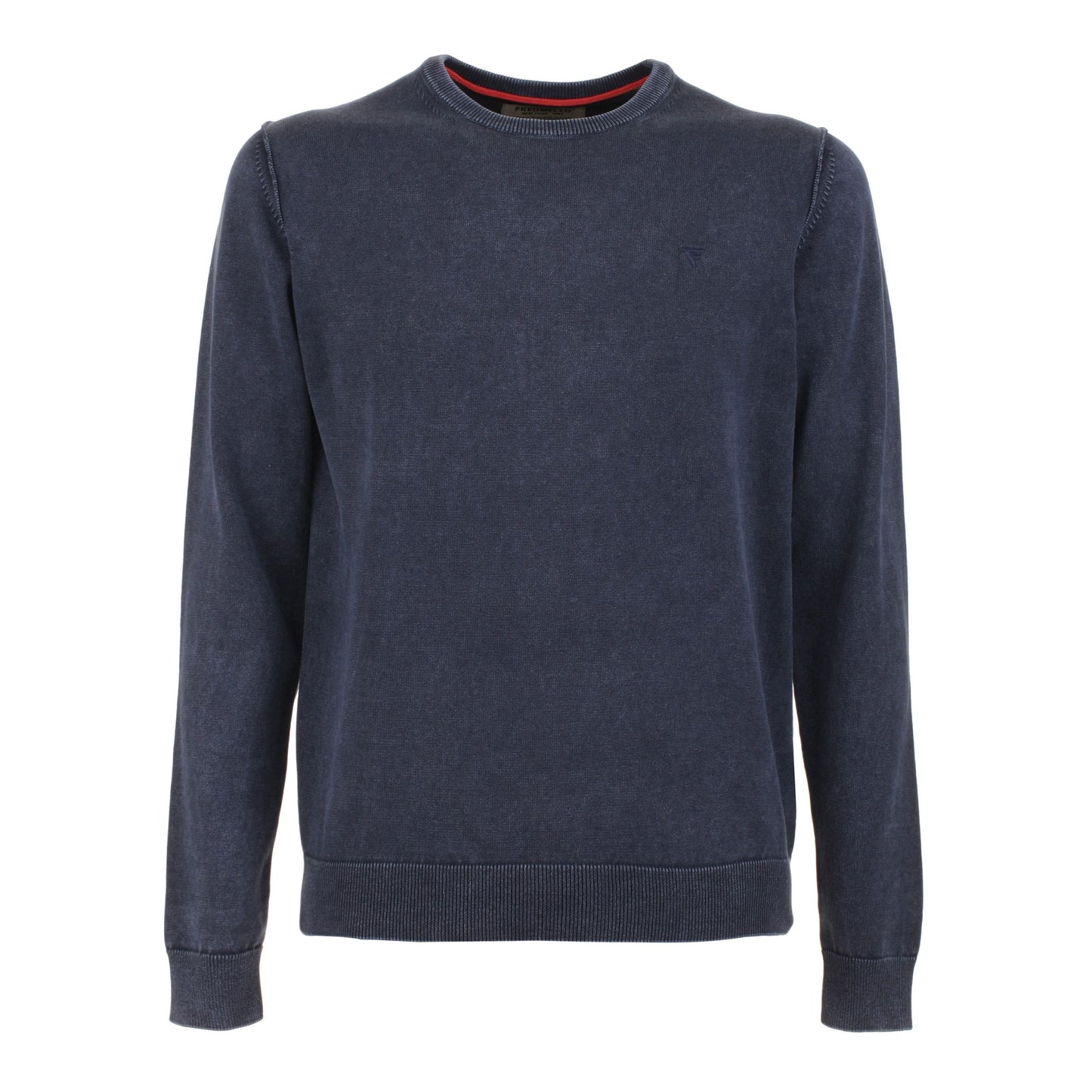 Classic Blue Crew Neck Cotton Sweater