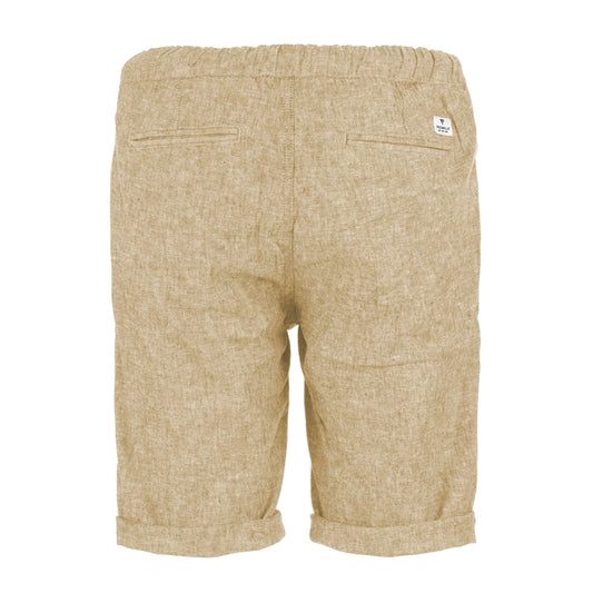 Beige Linen-Cotton Blend Bermuda Shorts